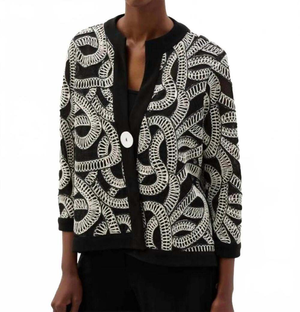 NEW JOSEPH RIBKOFF novelty mesh jacket in black & white